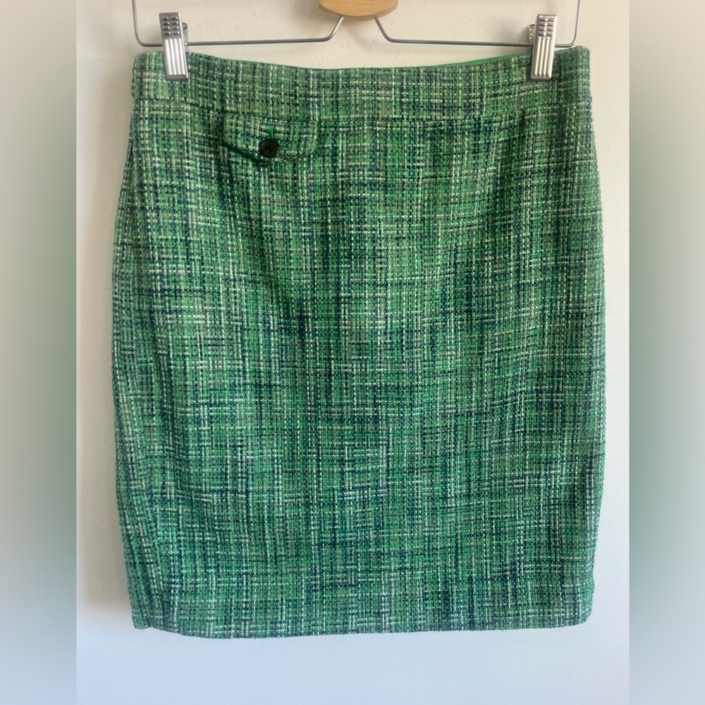 J. Crew No. 2 Pencil Skirt in Caribbean Green Tweed - Size 2 Holiday Preppy